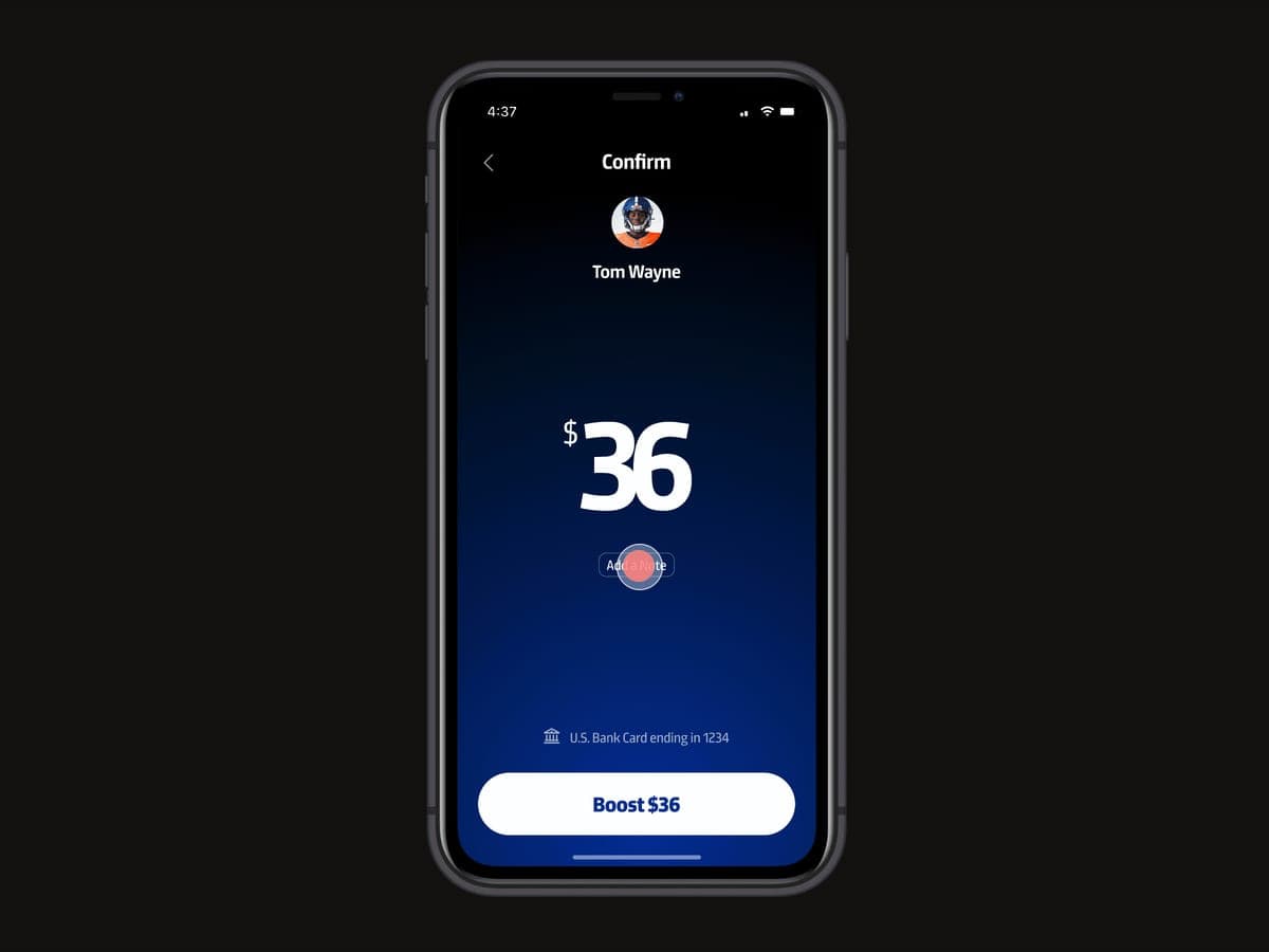 NCAA Gratuity — athlete boost interface